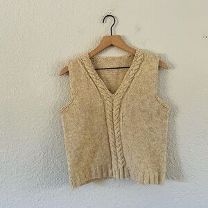 Vintage Cream Cable Knit Sweater Vest